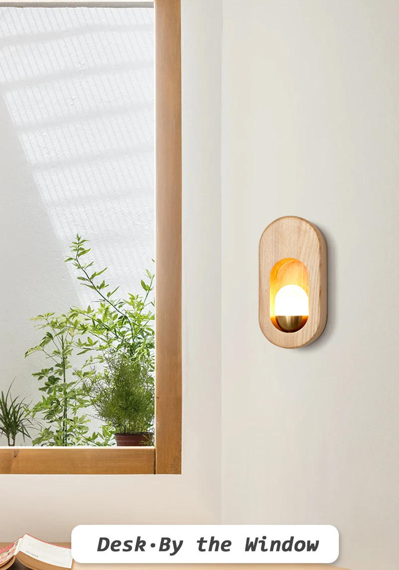 Description Picture 3 of itemNordic Home Decoration Wall Lamp Nature Wood Material Acrylic Lampshade Sconce Light LED Soft Style Restaurant Cafe Wall Lustres