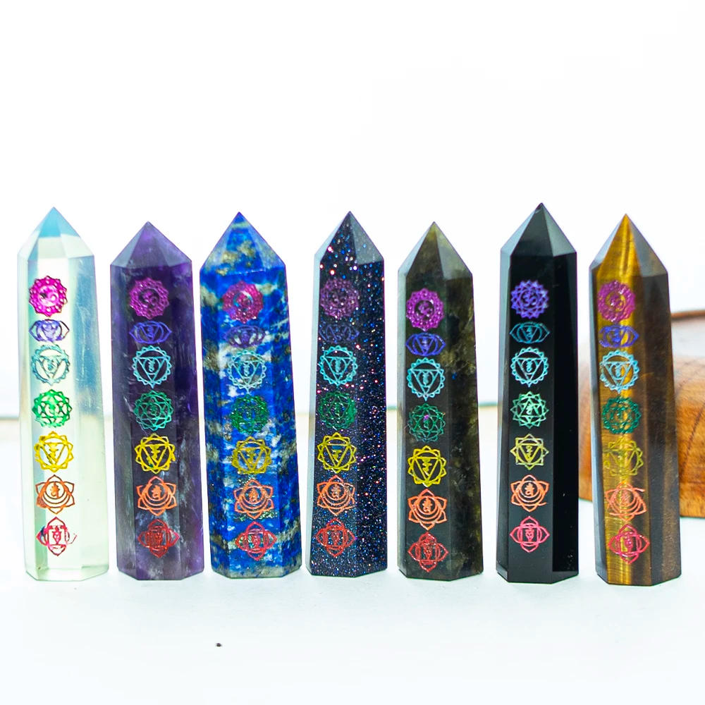 Description Picture 5 of item7-8cm Natural Stone Crystal Witchcraft Point Wand Chakras Energy Mineral Healing Crystal Chakras Stones Craft Room Decor