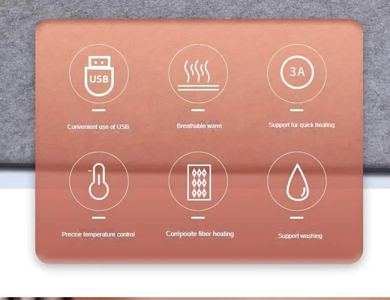 Description Picture 3 of itemUSB Heating Pad Electric Blankets Thermostat Fast Heating Insulation Mat Heated Warm Cushion 5V Outdoor Camping Sleep Mat