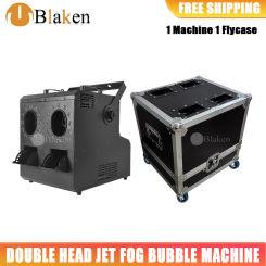 No Tax 1Pcs Flightcase With 1Pcs 900W Double Head Full Color RGB 3in1 Led Color DMX Remote Control Jet Fog Bubble Machine