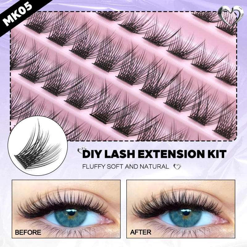 Description Picture 2 of itemDIY Lashes Extension Set Mix Lash Clusters Set Individual Eyelash Extension Kit with Lash Bond and Seal and Lashes Extension
