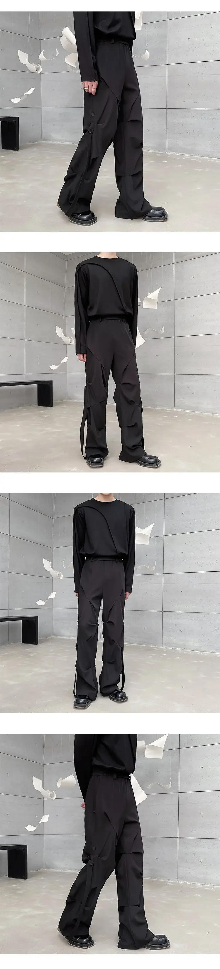 Description Picture 5 of itemY2K irregular ruched overalls hiphop casual trousers joggers techwear men pants 하렘 바지 streetwear men 1:1 vintage cargo pants