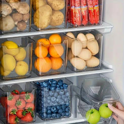 Fridge Organizer Drawer Divider Cube Pull-Out Bins Clear Food Container Refrigerator Storage box Produce SaverKitchen Cabinet