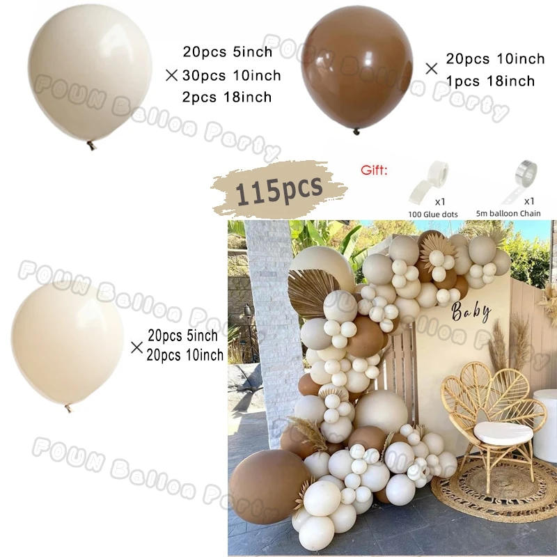 Description Picture 3 of itemCoffee Brown Balloon Garland Arch Kit Wedding Birthday Party Decor Kids Baloon Baby Shower Globos Khaki Sand Latex Ballon