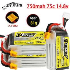 TATTU-R-LINE 1.0 4S 14.8V 750mAh 95C LiPo Battery For RC Helicopter Quadcopter FPV Racing Drone Parts With XT30 Plug 4S Battery