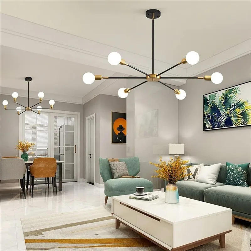 Description Picture 3 of itemAmerican Vintage Clothing Store Bar Restaurant Living Room 6 Simple Creative Personality Iron Ceiling Light Led Lights for Room