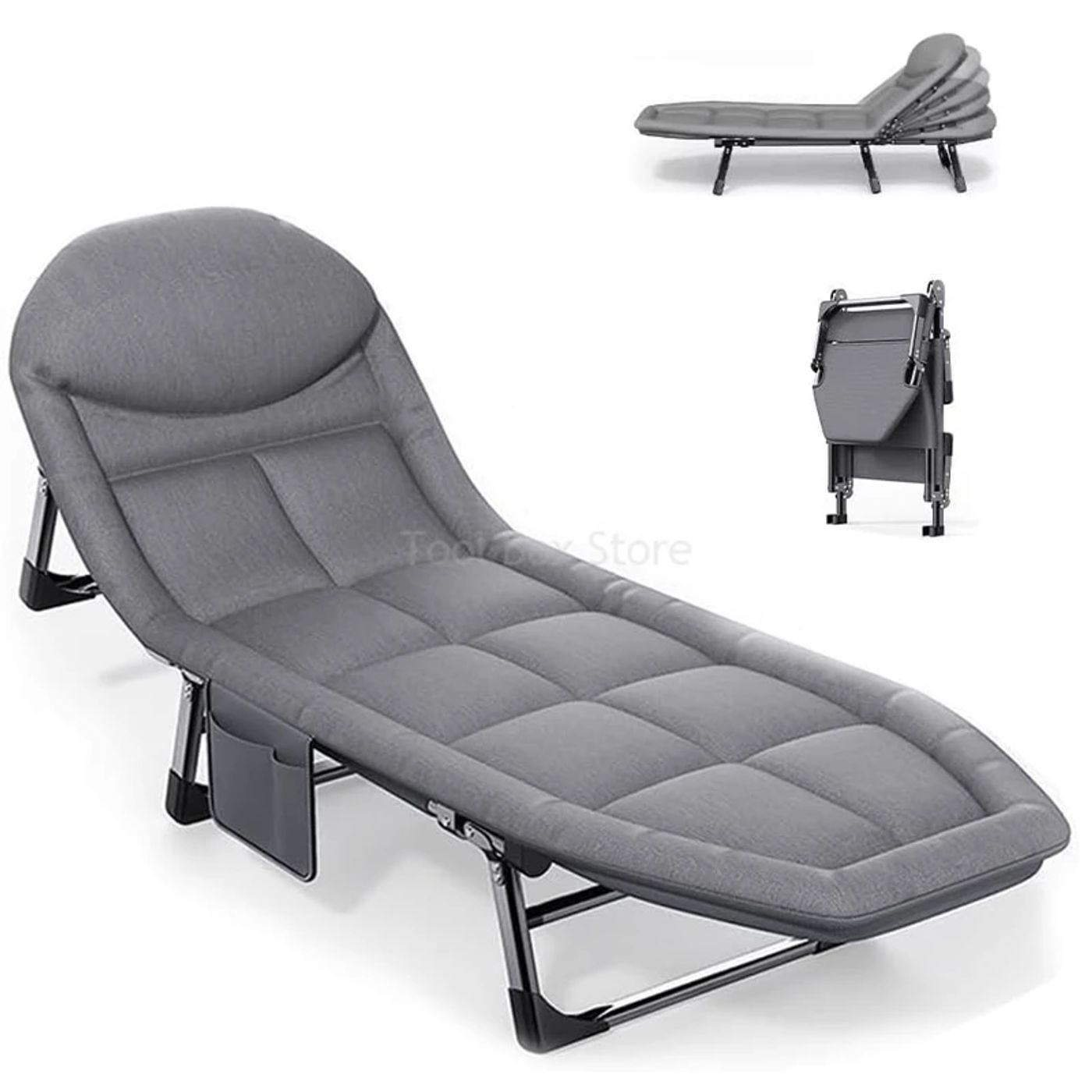 Description Picture 3 of itemFolding Bed Lightweight Camping Cot Household Sofa Beds Bedroom Furniture 6 Gears Adjustable Backrest Chairs Outdoor Beach Chair
