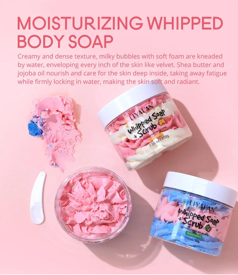 Description Picture 2 of itemWhipped Soap Bath Cleansing Exfoliating Body Wash Moisturizing Smooth Skin Rainbow Scrub Soften Shave Vegan Handmade Shower Soap