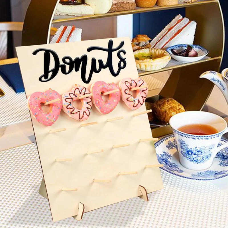 Description Picture 3 of itemWedding Decoration Wooden Donut Stand Wall Dessert Doughnut Table Holder Wedding Mariage Supplies Kid Birthday Party Baby Shower