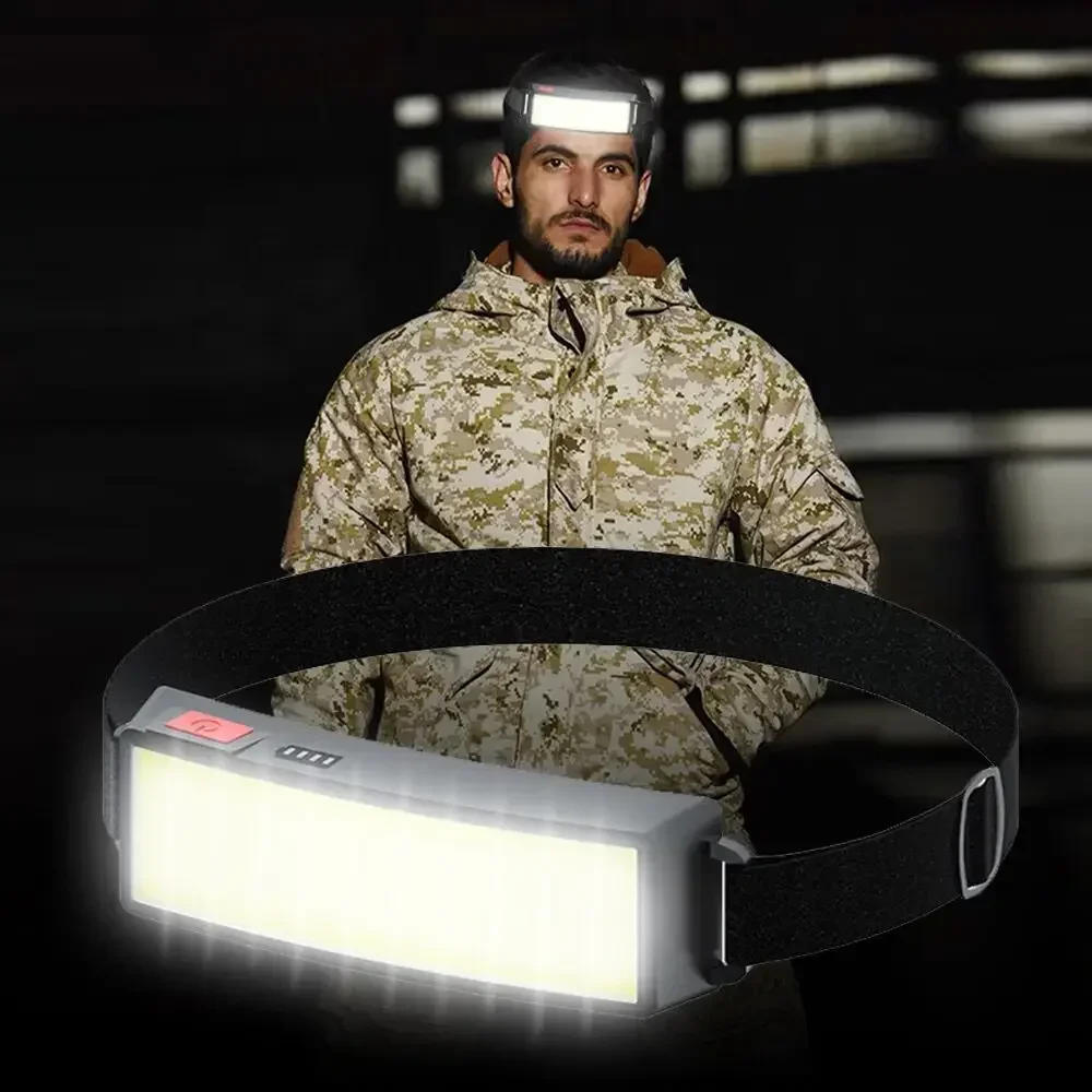 Description Picture 2 of itemStrong Light Headlamp Portable Mini COB LED Headlight with Built-in Battery Flashlight USB Rechargeable Head Lamp Hiking Torch
