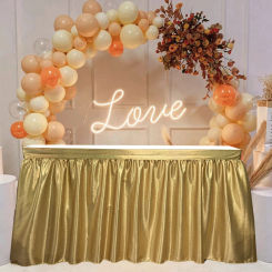 Light Gold Sequin Table Skirt Tablecloth Glitter Sparkly Shimmer Rectangle Table Covers for Birthday Party Event Wedding Decor