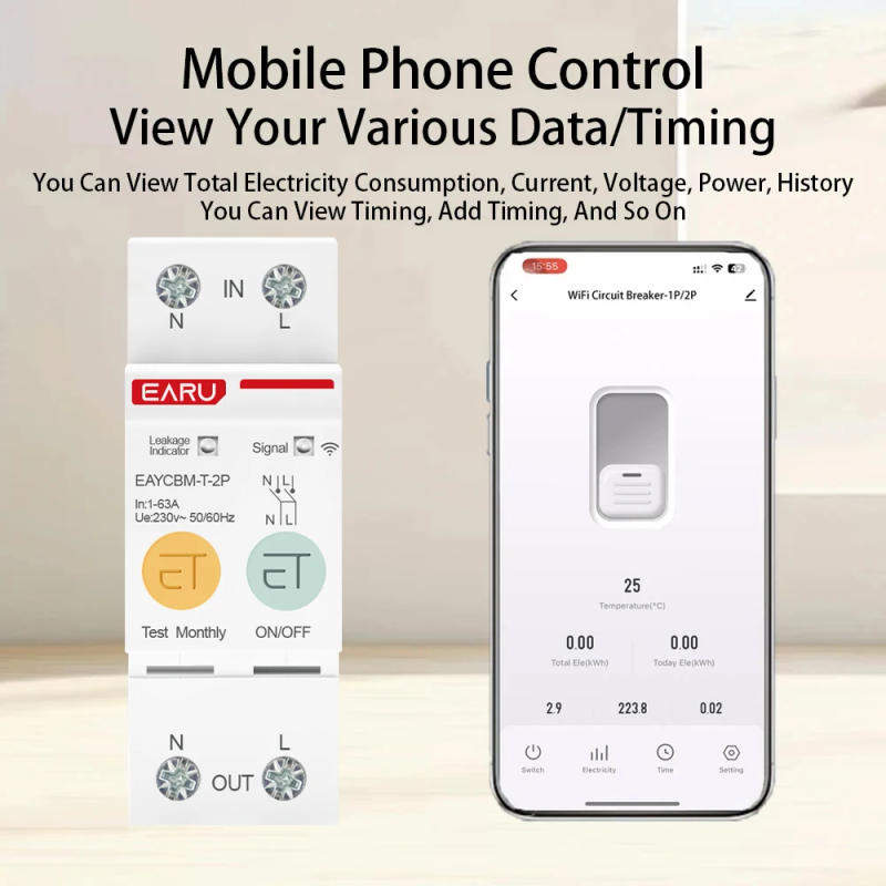 Description Picture 6 of item1P 2P TUYA APP Zigbee WIFI Smart Energy Power Consumption kWh Meter Circuit Breaker Time Relay Switch Leakage Voltage Protection