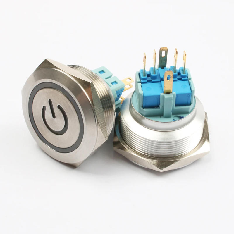 Description Picture 4 of item30mm Stainless steel metal push button switch flat round momentary power ring mark 6 pin car switches reset latching fixation