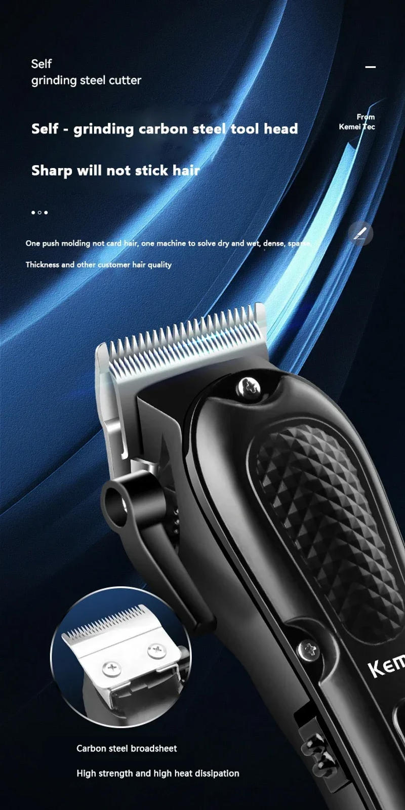 Description Picture 6 of itemKemei 1071 Electric Hair Clipper UBS Rechargeable Cordless Beard Trimmer For Men Powerful Electric Hair Cutting Machine