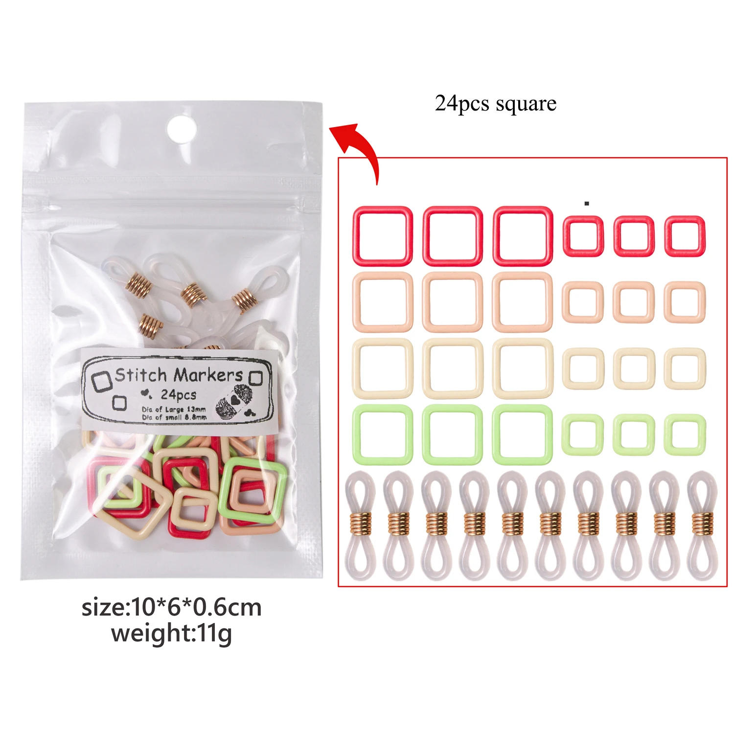 Description Picture 4 of itemMixed Color Metal Polygon Clip Locking Stitch Marker Ring 12-24pcs Crochet Latch Knitting Tools Needle Clip Hook Sewing Tool