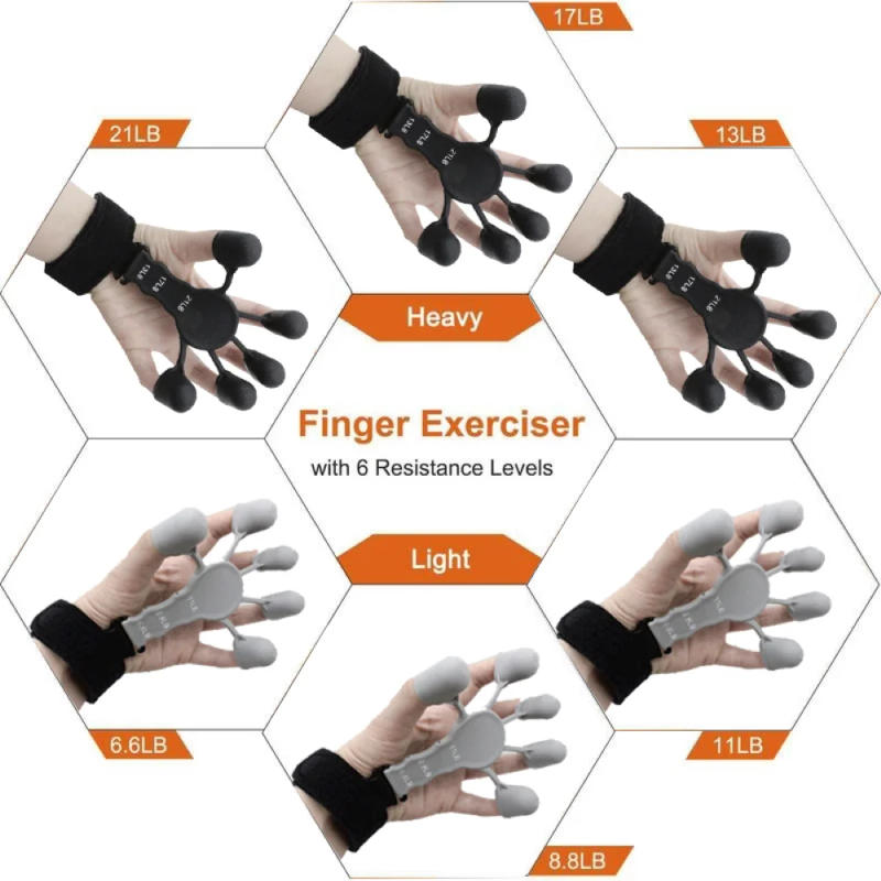 Description Picture 6 of itemFinger Gripper Patients Hand Strengthener Guitar Finger Flexion And Extension Training Device 6 Resistant Strength Trainer