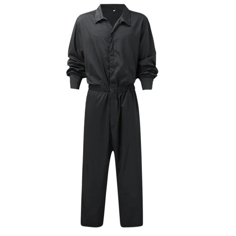 Description Picture 5 of itemSummer Thin Men's Cargo Jumpsuit Pants Overalls Fashion Long Sleeve Lapel Button-Down Rompers Solid Color Workwear Pants