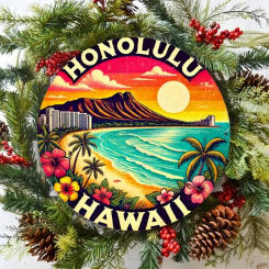 1pc Honolulu Hawaii Vintage Round Aluminum Sign, Iron Wall Art for Home, Outdoor, Street, Farm, Balcony, Yard - Easy to Hang