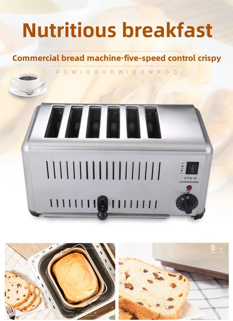 Description Picture 2 of itemToaster Commercial 4-6-piece Chinese Hamburger Heater Sandwich Toaster Toaster Kitchen Breakfast Machine 304 stainless steel