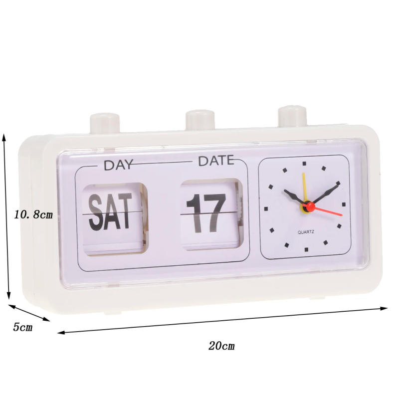Description Picture 6 of itemVintage Retro Quartz Alarm Clock Flip Calendar Display Clock Day Date Time Display Clock for Home Bedroom Decoration