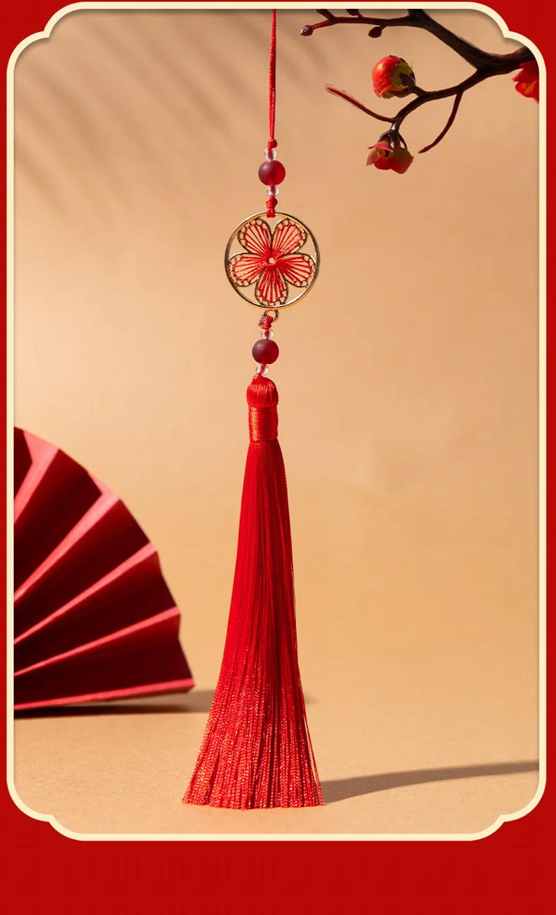 Description Picture 2 of item14cm Long Fringe Trim Tassel Spike Chinoiserie Hanfu Pressed Placket Antique Pendant Tassels for Crafts Sewing Accessories