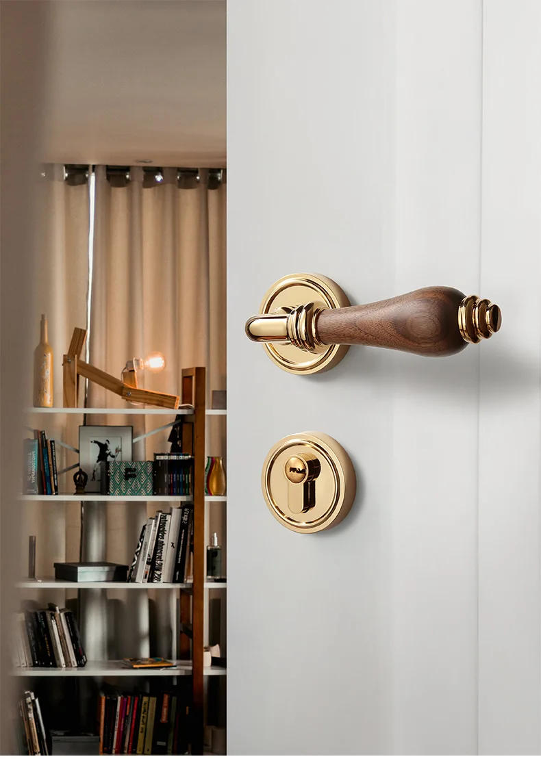 Description Picture 6 of itemChinese Style Bedroom Door Lock Indoor Solid Wood Door Handle Split Mechanical Lock Silent Security Door Lock Household Hardware
