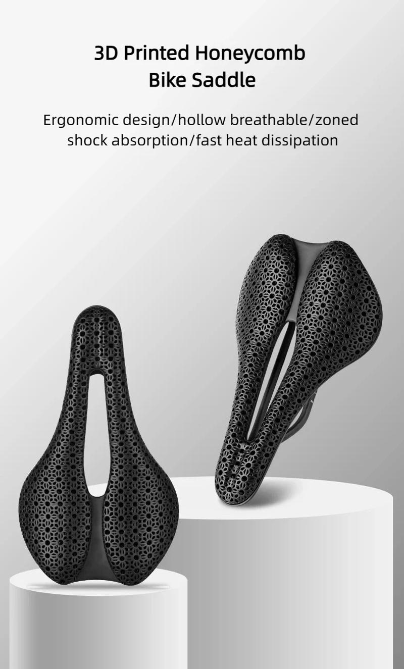 Description Picture 2 of item3D Printed Bicycle Saddle Lightweight Carbon Fiber Bicycle Seat Hollow Breathable Bicycle Racing Saddle For Road Bike MTB