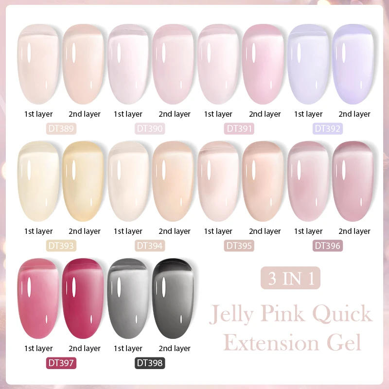 Description Picture 3 of itemMEET ACROSS 7ml Jelly Nude Quick Extension Gel Nail Polish 3 In 1 Finger Prolong Long Lasting Construction Gel Varnish Nail Art