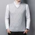 Men Wool Vest Waistcoat 2024 Spring Autumn V-Neck Sleevelesss Man Sweater Vest