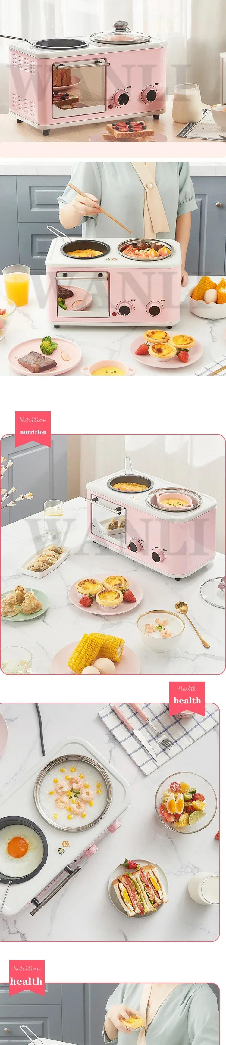 Description Picture 3 of item5L 4 In 1 Breakfast Mini Bread Maker Toaster Oven Omelet Non-Stick Frying Pan Boiled Egg Hot Pot Boiler