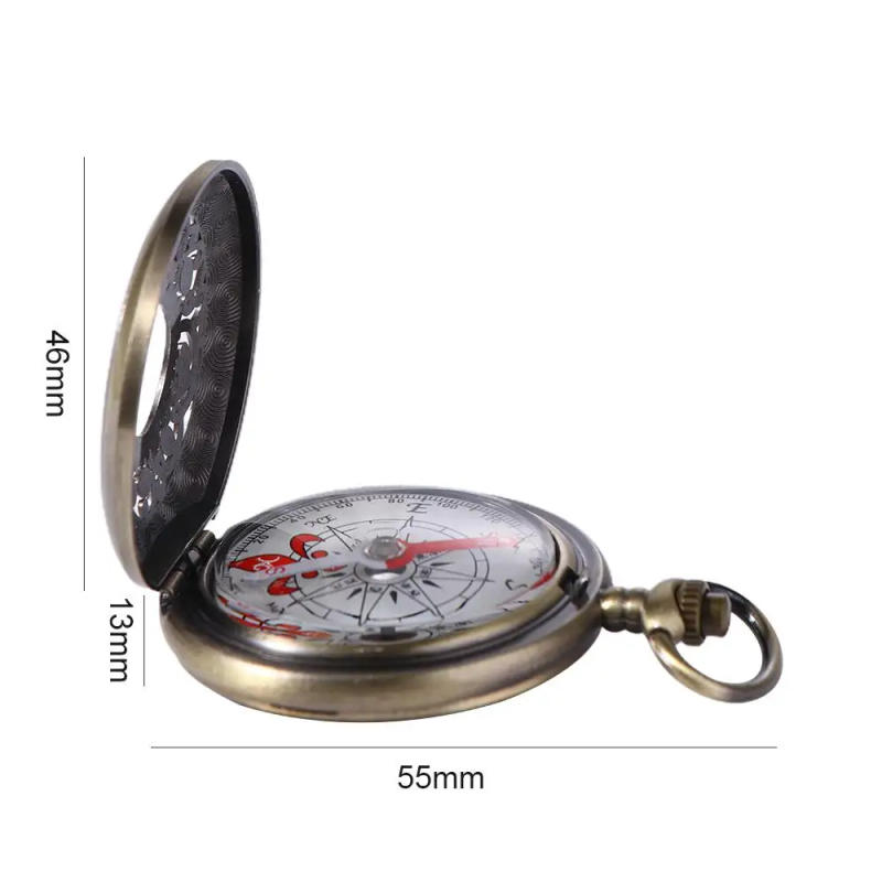Description Picture 6 of itemVintage Bronze Compass Pocket Watch Design Outdoor Hiking Navigation Metal Portable Compass