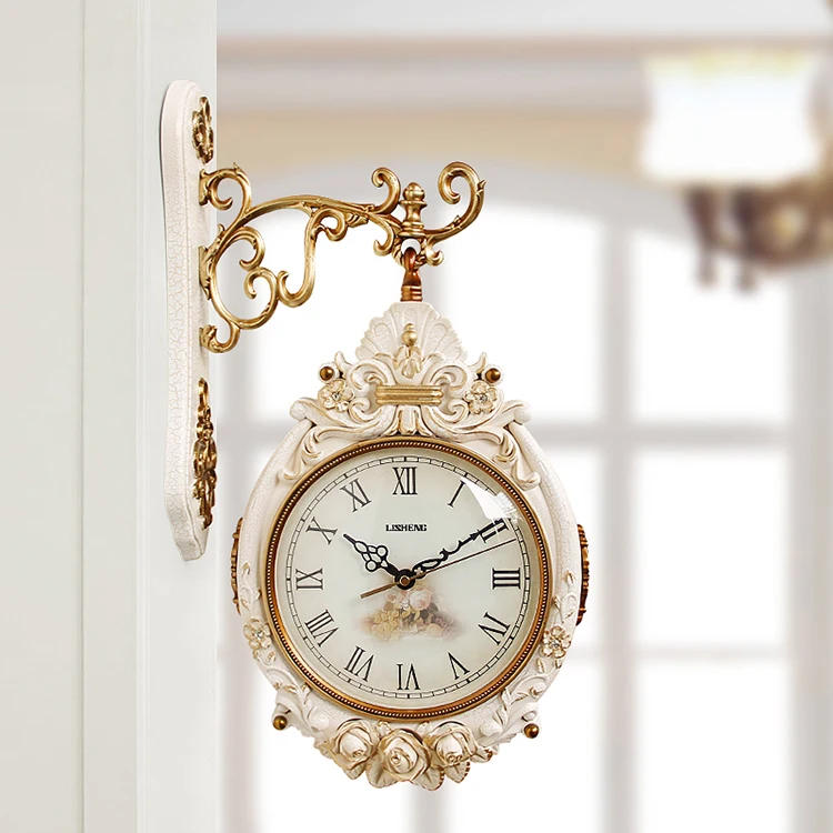 Description Picture 2 of itemDouble-sided Wall Clocks Vintage Art Decoration Clocks Living Room Elegant Clock Silent Luxury Wall Watch Aesthetic Decorations