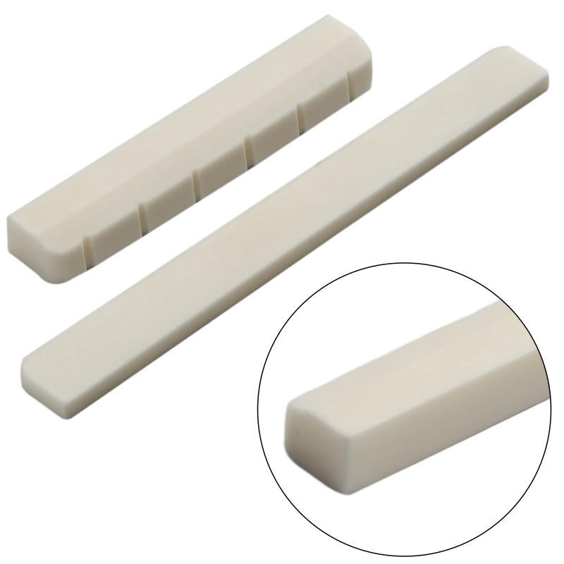 Description Picture 6 of item1Pair 12 Strings Acoustic Guitar Cattle Bone Bridge Saddle Nut Musical Instrument Part Classical Acoustic Guitar Nut Set