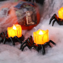 1/3/6pc Pumpkin Halloween Spider Glowing Light Horror Prop Halloween Party Ornament Indoor Haunted Spider Bat Ghost Party Supply