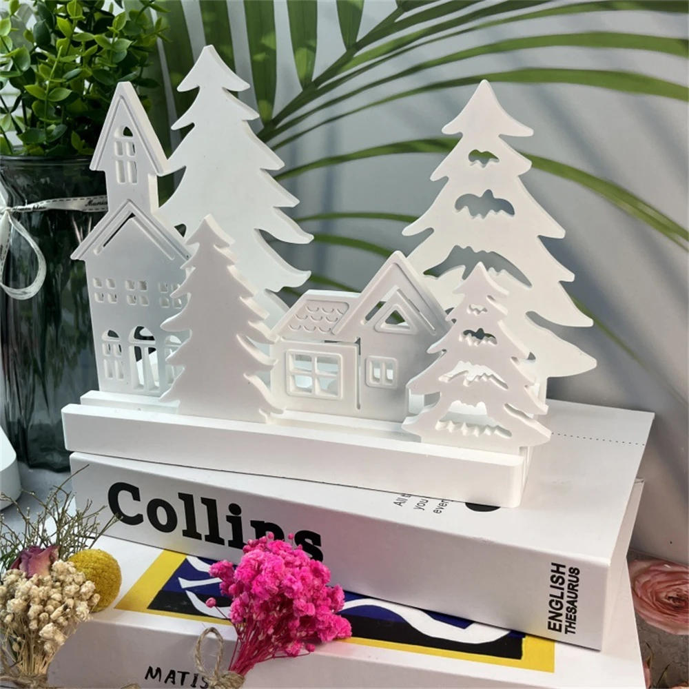 Description Picture 2 of itemChristmas House Gypsum Clay Molds DIY Large Christmas Tree Wax Candle Holder Concrete Cement Mold Decoration Craft Resin Mould