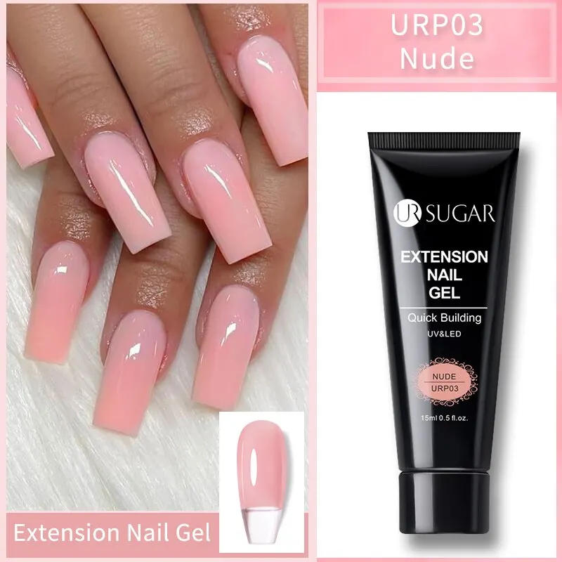 Description Picture 4 of itemUR SUGAR 6Pcs/Set 15ml Nail Extension Gel Soak Off UV LED Acrylic Crystal White Clear Nude Gel Nail Polish UV Gel Polish