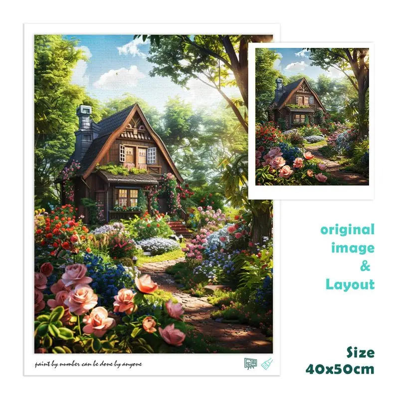 Description Picture 3 of itemCHENISTORY Paint By Number Forest House Scenery Drawing On Canvas HandPainted Art Gift DIY Pictures By Number Kits Home Decor