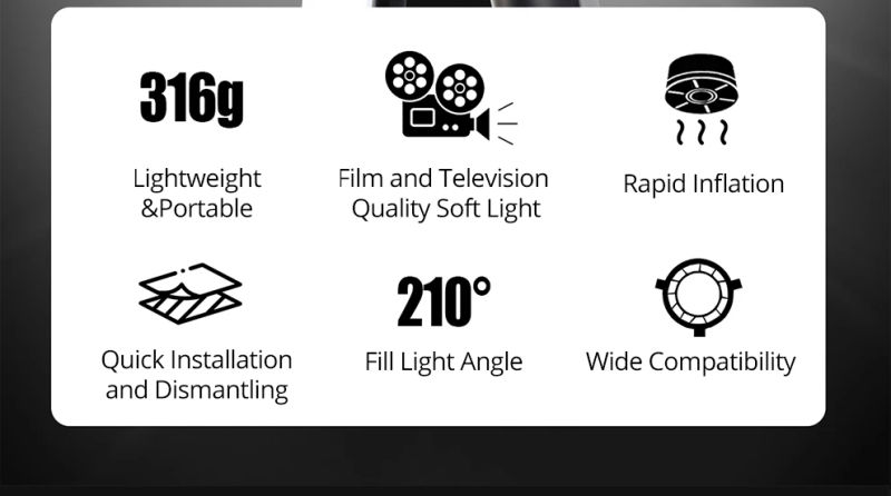 Description Picture 3 of itemFlynoodle  Air Tube Inflatable Softbox for Aputure Nanlite Godox ZHIYUN COLBOR Video Light Diffuser Accessories