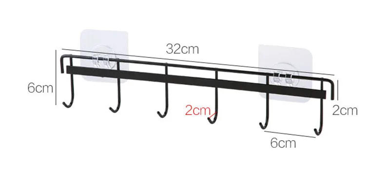 Description Picture 2 of itemWall Hanging Hook Storage Rack 6 Hooks Kitchen Kitchenware Towel Hook Hanger for Wall Door Bathroom Organizer Self Adhesive