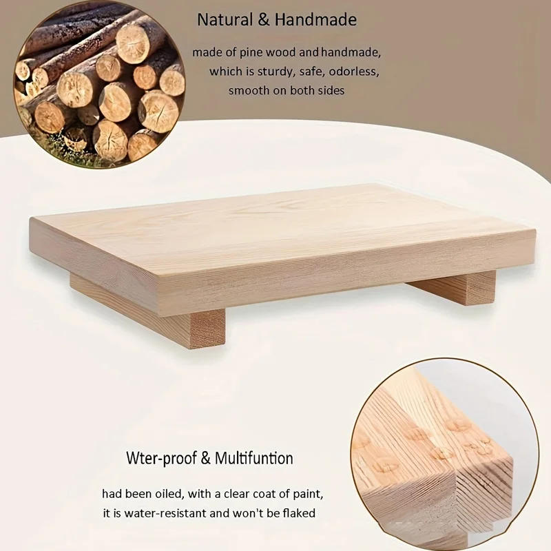 Description Picture 6 of itemRetro Wood Pedestal Soap Stand Wood Riser Soap Dish Brush Candle Plant Holder Rustic Countertop Storage Tray Home Decoration