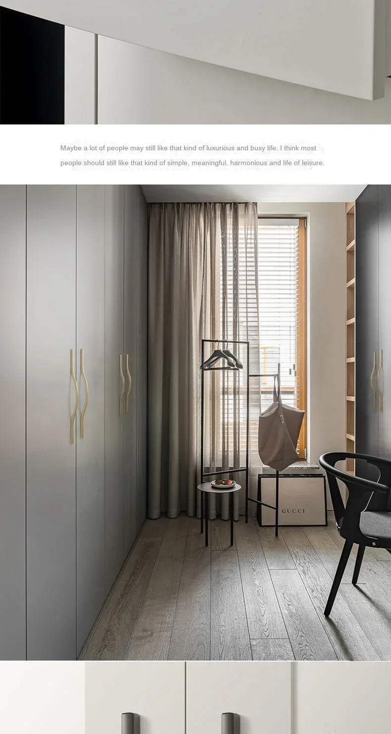 Description Picture 5 of itemHigh-end Wardrobe Handles Light Luxury Modern Minimalist Cabinets Black Gold Drawers Long Handles Cabinet Doors Wardrobe Door
