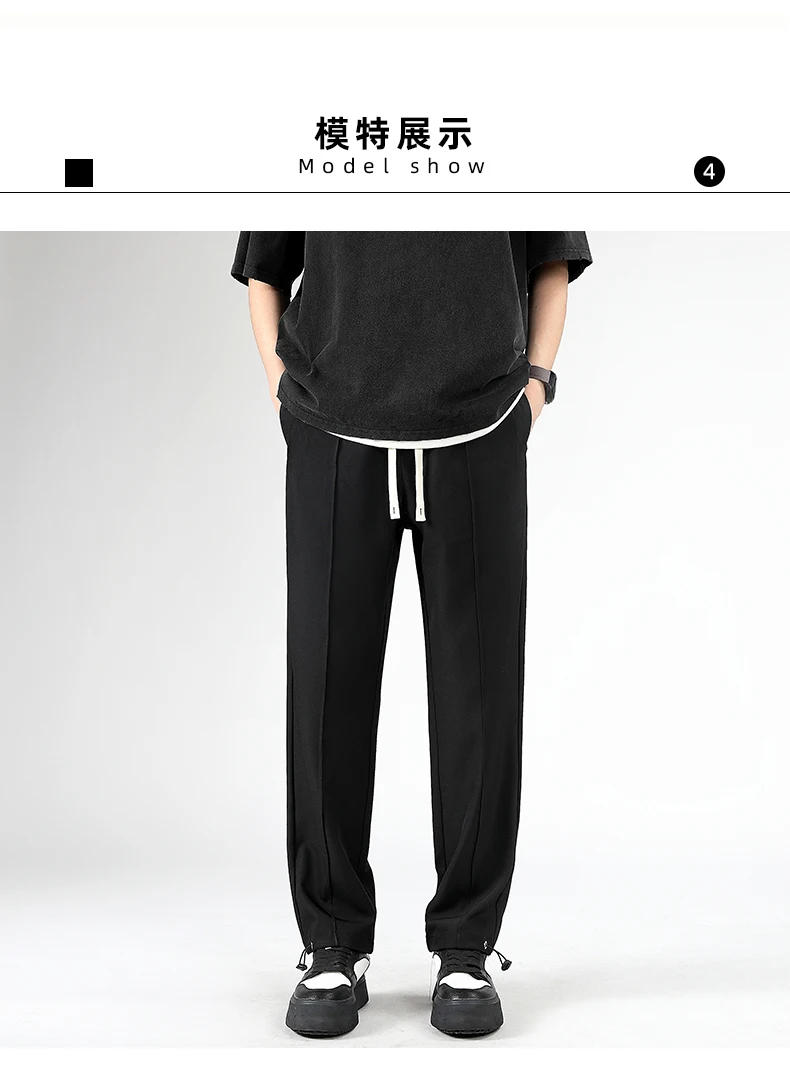 Description Picture 6 of item4 Colors!2024 Summer New Men's Casual Pants High Quality Straight Leg Sports Pants Japanese Streetwear