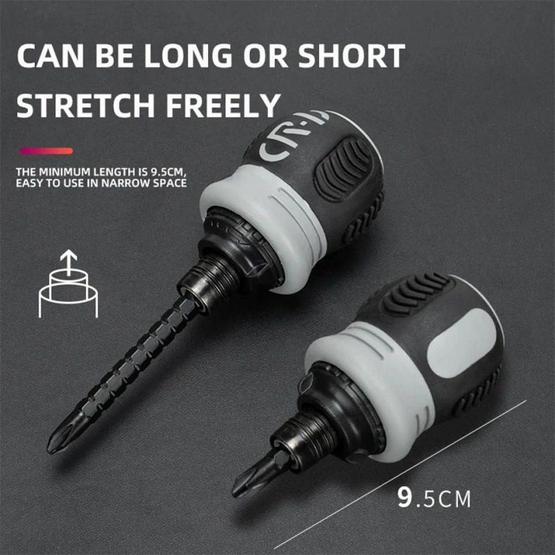 Description Picture 5 of itemShort handle ratchet precision screwdriver magnetic 13 in 1 telescopic labor-saving manual tool cross groove dual-use head