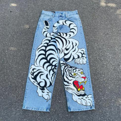 Y2K Baggy Jeans Harajuku 2000s Streetwear Vintage printing Oversized Hip Hop loose Jeans rock Gothic fashion Wide Trousers pants