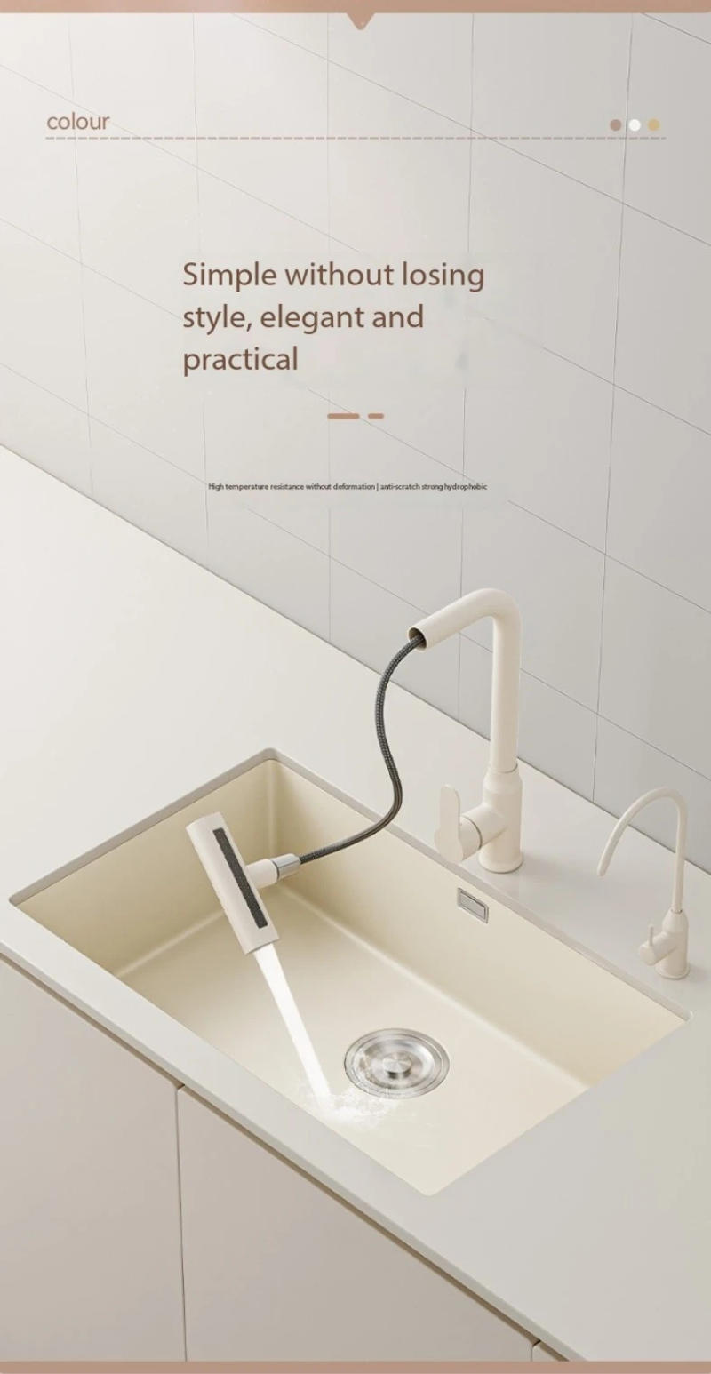 Description Picture 3 of itemMilk White 304 Stainless Steel Kitchen Waterfall Sink Large Single Sink Dish Basin Sink With Multifunction Touch Waterfall