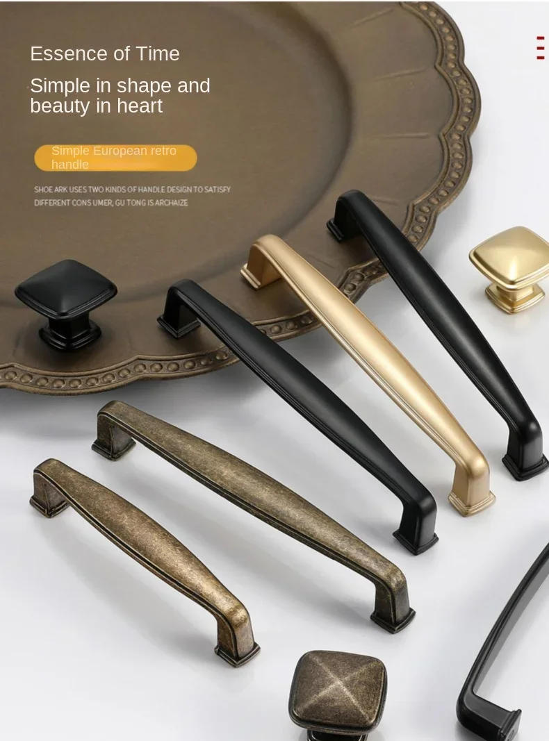 Description Picture 3 of itemVintage Yellow Bronze Furniture Handles Kitchen Cabinets Sliding Door Drawer Knobs Wardrobe Cupboard Dresser Push Pull Handle