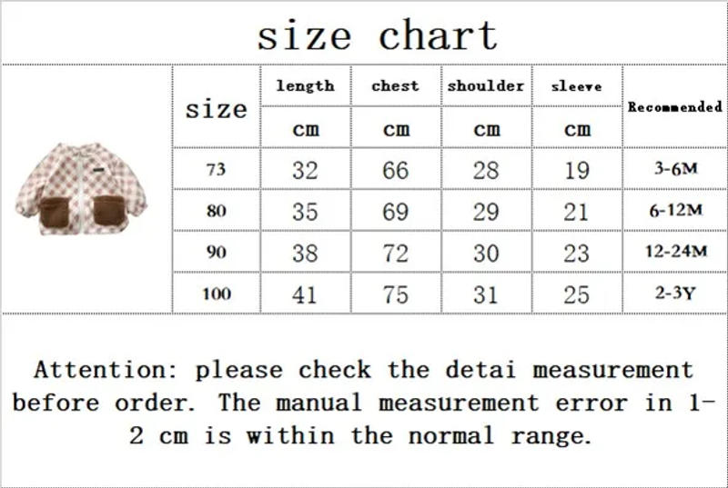 Description Picture 2 of item2024 Winter New in Kids Baby Girls Boys Thicken Plush Warm Top Outfits , Toddler Infant Plaid Zipper Patch Jacket Outwear 0-3Y