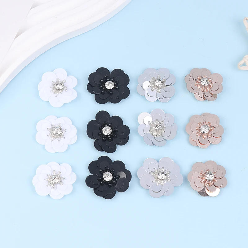 Description Picture 4 of item3Pcs Multi-Color Sequins Beads Flowers Cloth Paste Clothes Hats Shoes Socks Decorative Patch Decals DIY Accessories
