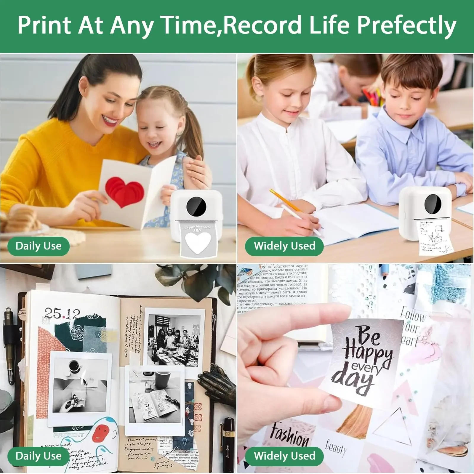 Description Picture 6 of itemColor Sticker Thermal Printer Rolling Paper Camera Refill For Photo Journal Notes Memo For Kids DIY Scrapbook