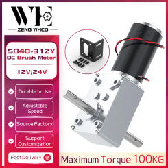 5840-31ZY Dual Shaft DC Micro Motor 12V/24V High Torque 70KG.CM All Metal Gear D Shaft 7RPM~471RPM Worm Gear Reducer Reversible